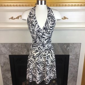 BCBGMAXAZARIA MP Abstract Halter A Line Dress